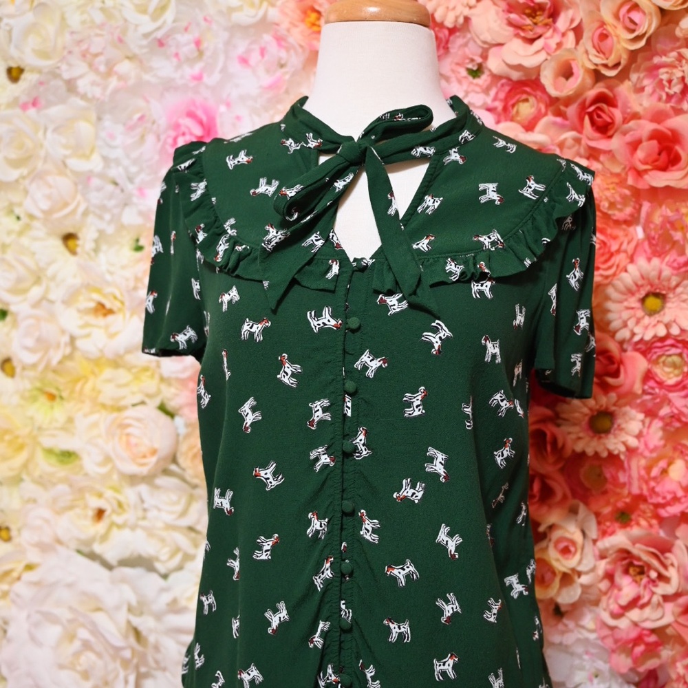 Maeve by Anthropologie Adagio Ruffled Blouse Dog